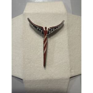 LAVAGGI American Angel Pin Patriotic Red White Blue Stars Stripes